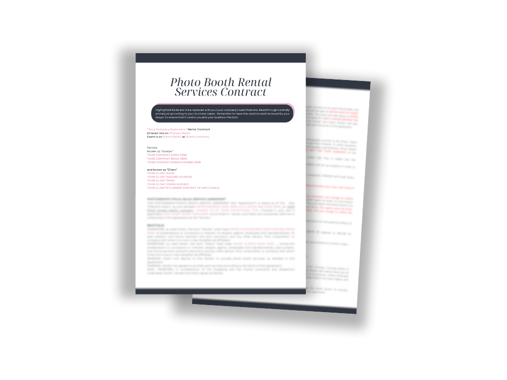 Photo Booth Rental Services Contract